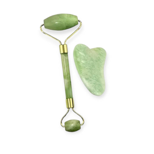 JADE DERMA ROLLER AND GUA SHA SET